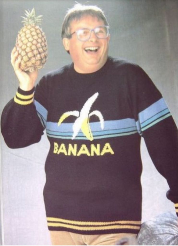 Devin's crazy banana sweater friend