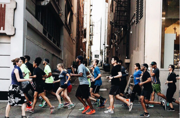 Running through downtown Seattle 