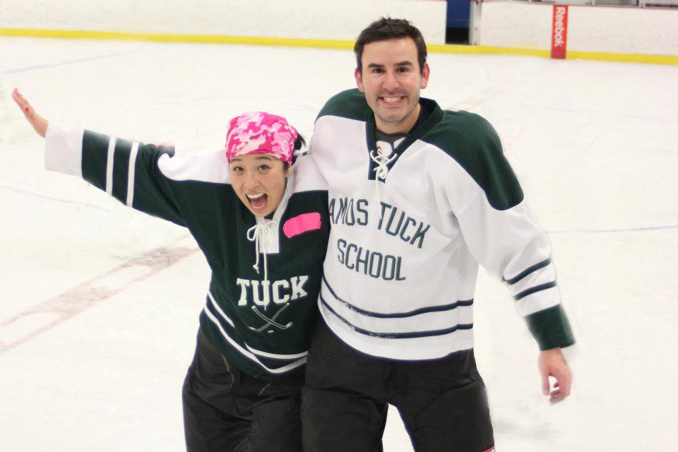 Leslie and Jamie playing hockey