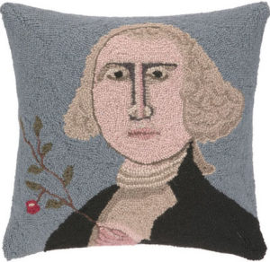 A pillow featuring President George Washington